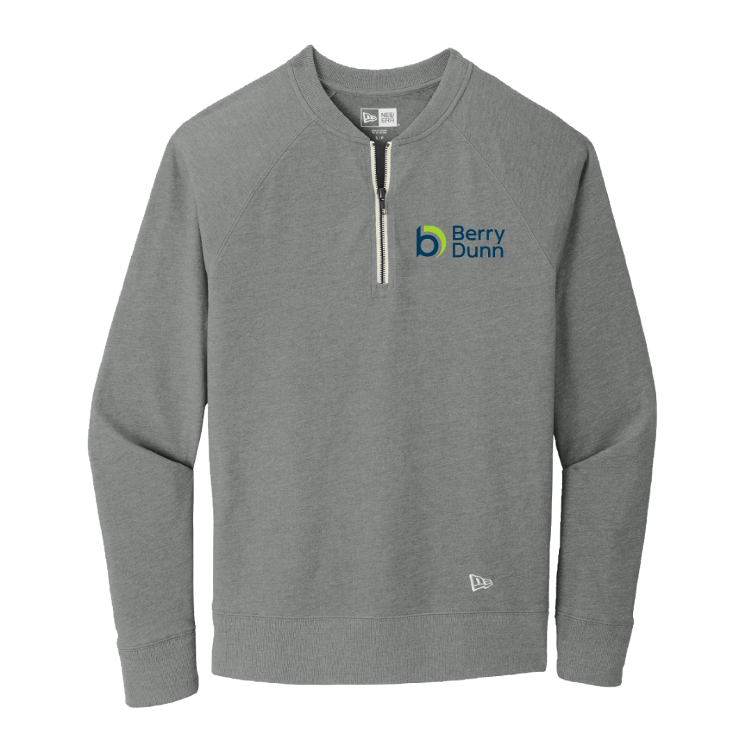 Berry Dunn Grey New Era ® Sueded Cotton Blend 1/4-Zip Pullover - Masculine Cut