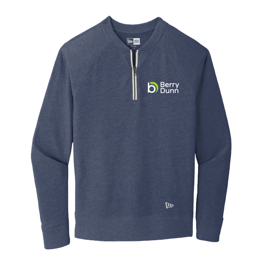 Berry Dunn Navy New Era ® Sueded Cotton Blend 1/4-Zip Pullover - Masculine Cut